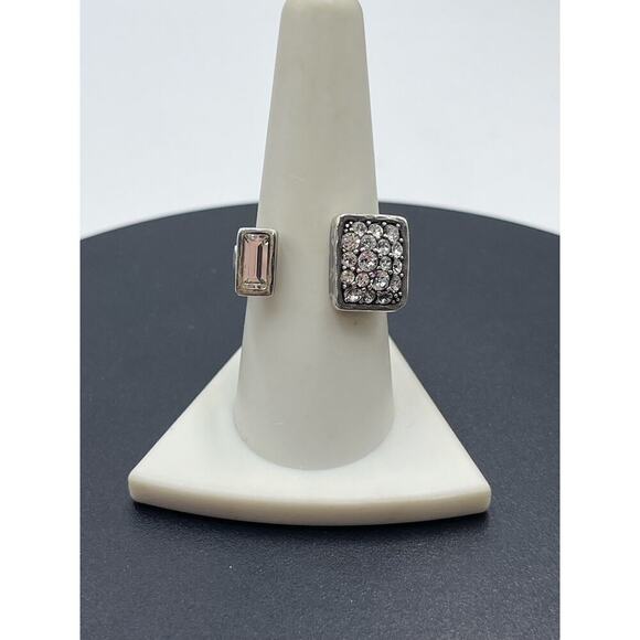 Silpada Signed Swarovski Crystal Sterling Silver 925 Adjustable Cuff Ring Sz  9 - Picture 3 of 16